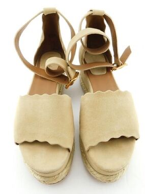 Chloé Lauren suede espadrille wedge sandals